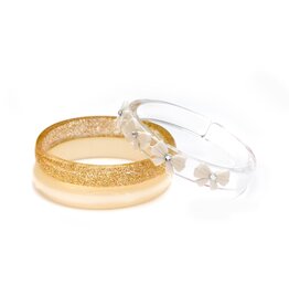 Lilies & Roses Bangles Bows White Glitter