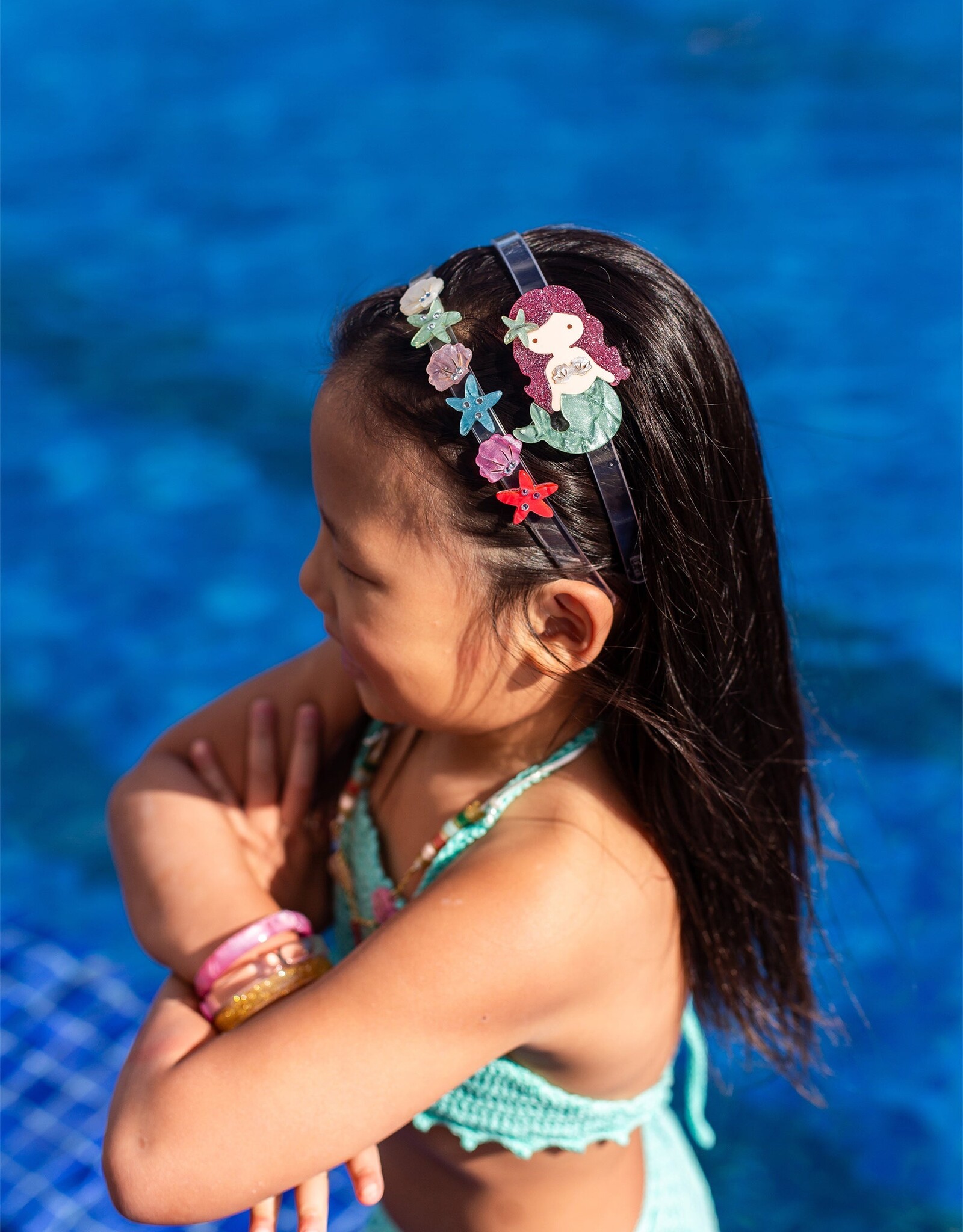 Lilies & Roses LR Headband  Mermaid Lt Green Pearl H171-8L