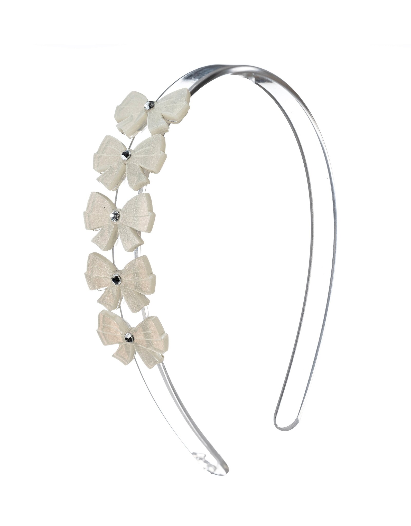 Lilies & Roses LR Headband Bows Satin White H037A-1E