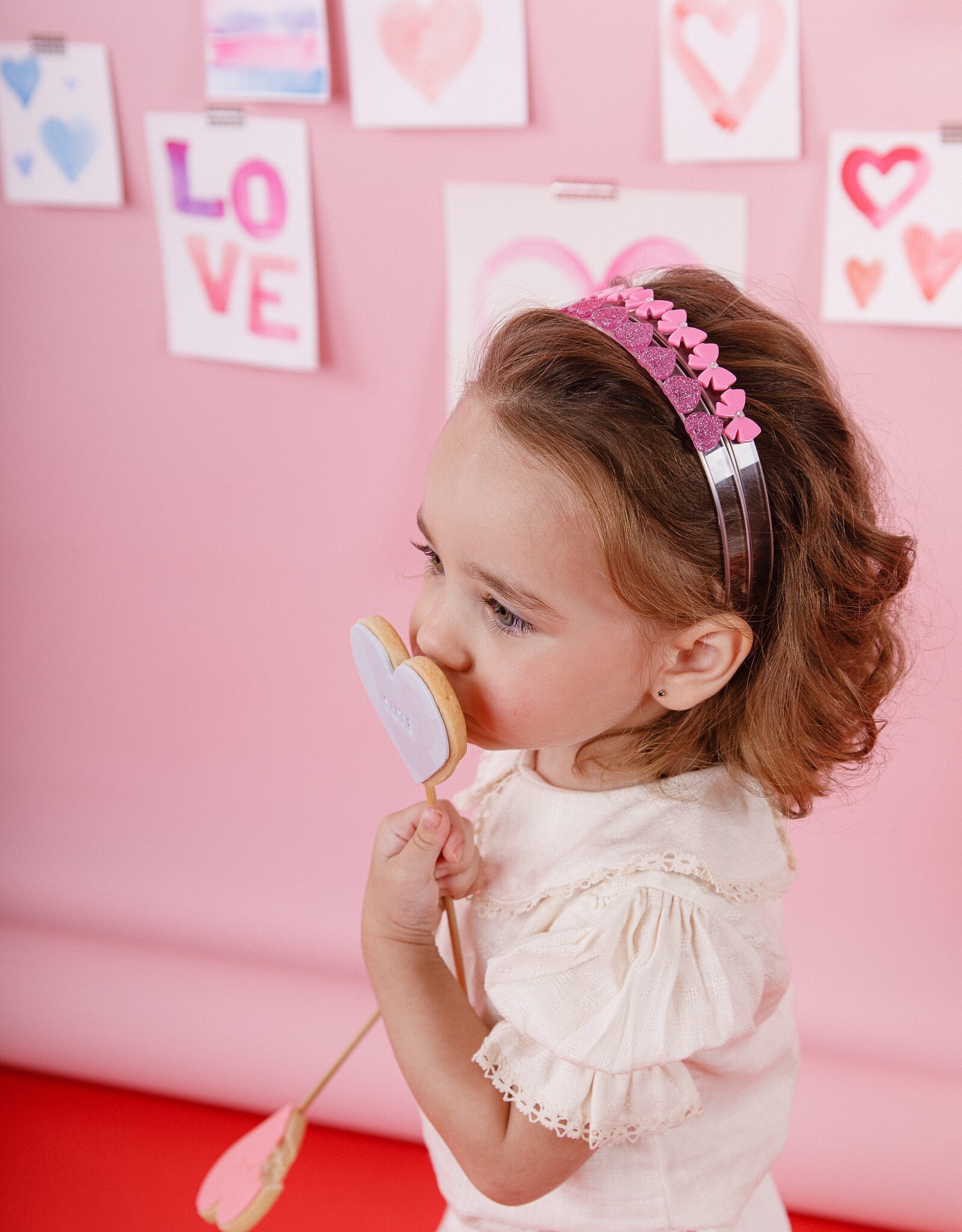 Lilies & Roses LR Headband Mini Pink Bows H037AM-3O