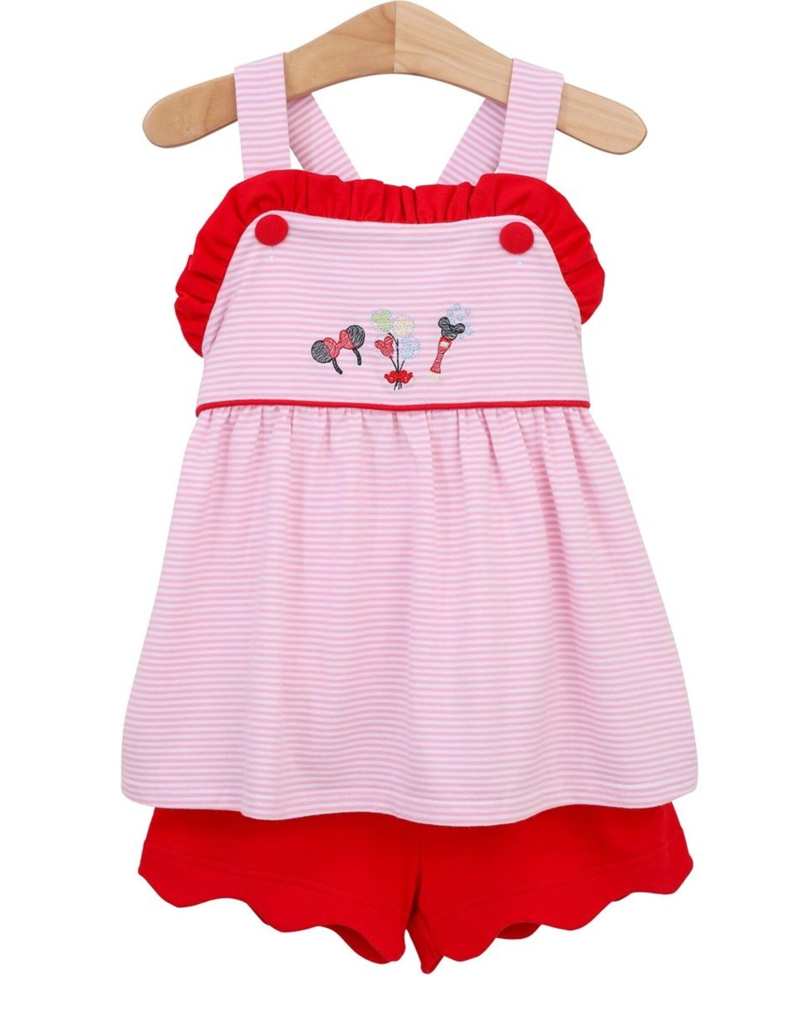 Trotter Street Kids TSS25 Mouse Embroidered Scalloped Short Set