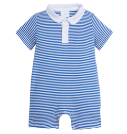 Little English Peter Pan Polo Romper Royal Stripe