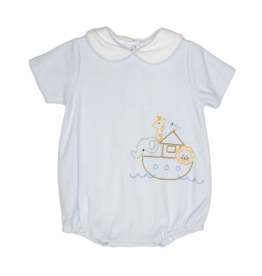 Petit Ami Noah's Ark Embroidered Bubble Blue