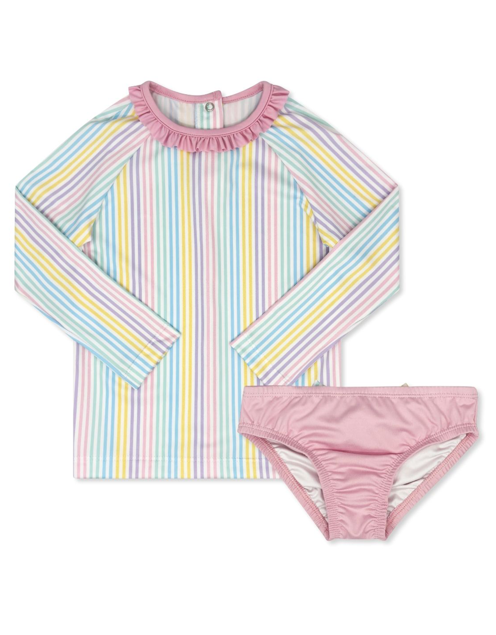 Lullaby Set Sun & Sand Rash Guard Set Petunia Pinstripe