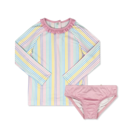 Lullaby Set Sun & Sand Rash Guard Set Petunia Pinstripe