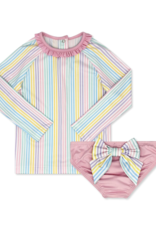 Lullaby Set Sun & Sand Rash Guard Set Petunia Pinstripe