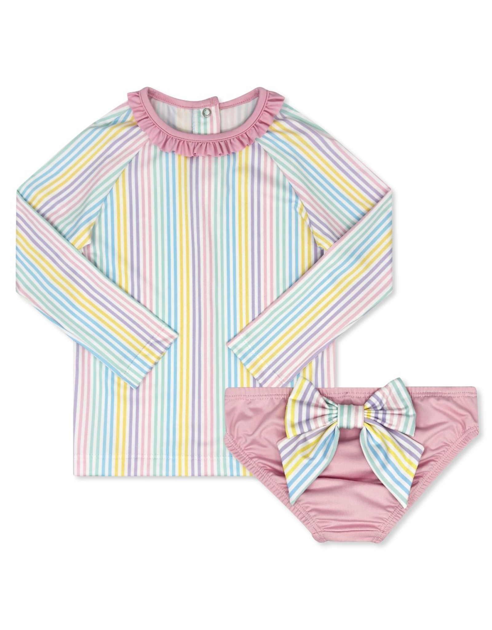 Lullaby Set Sun & Sand Rash Guard Set Petunia Pinstripe