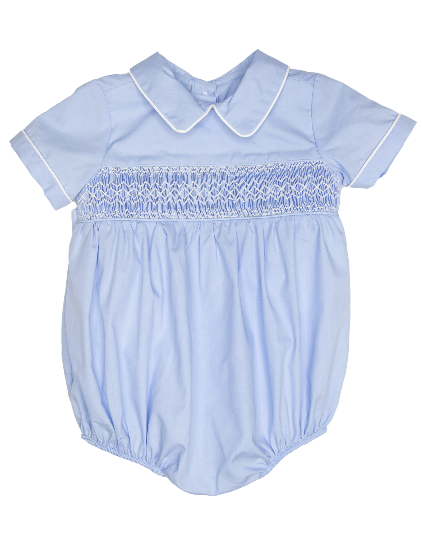 Charming Little One GQ1816 Blue Smocked Wesley Bubble