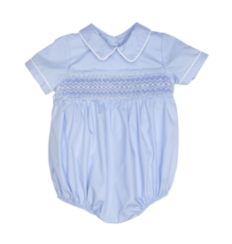 Charming Little One Blue Smocked Wesley Bubble