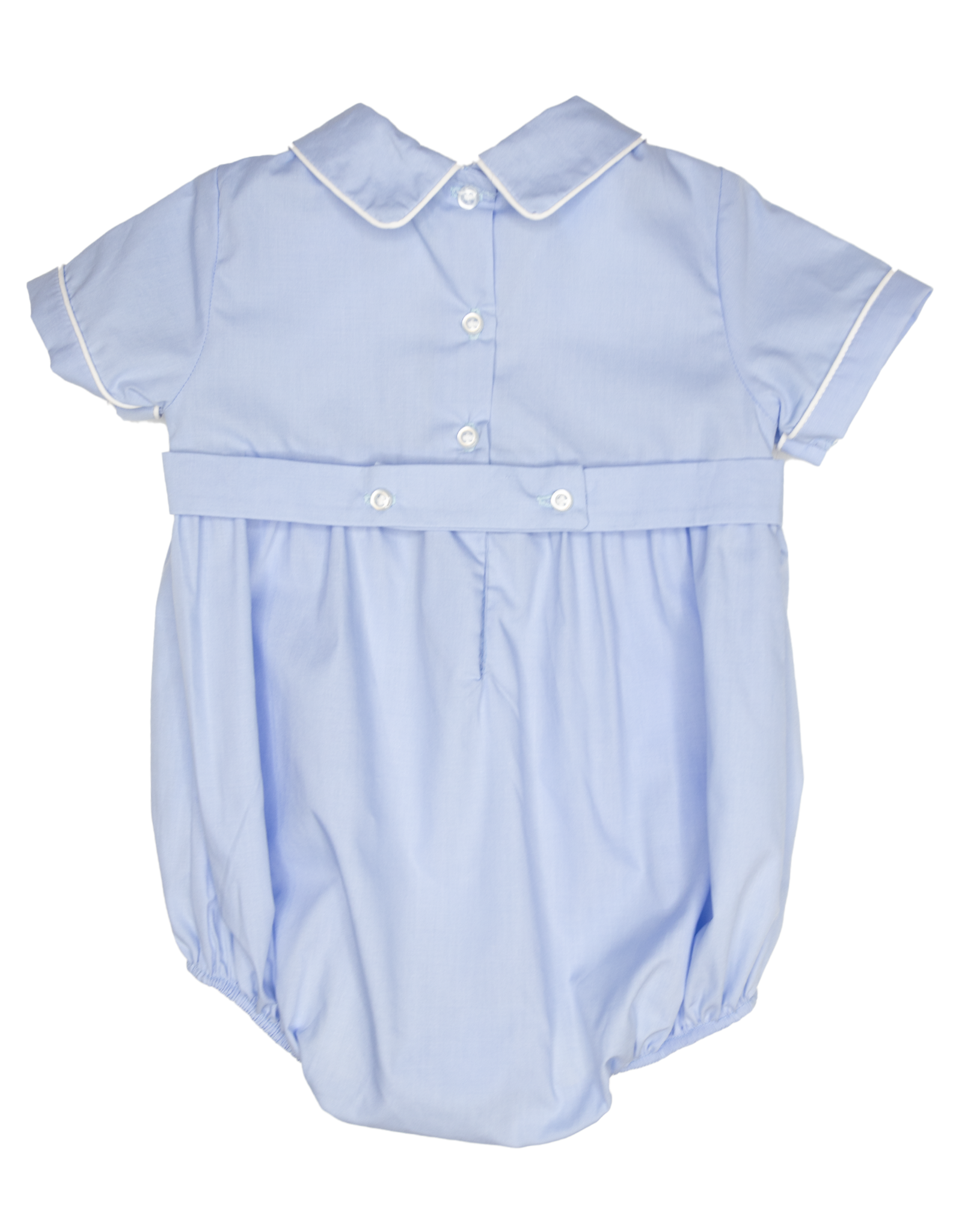 Charming Little One GQ1816 Blue Smocked Wesley Bubble