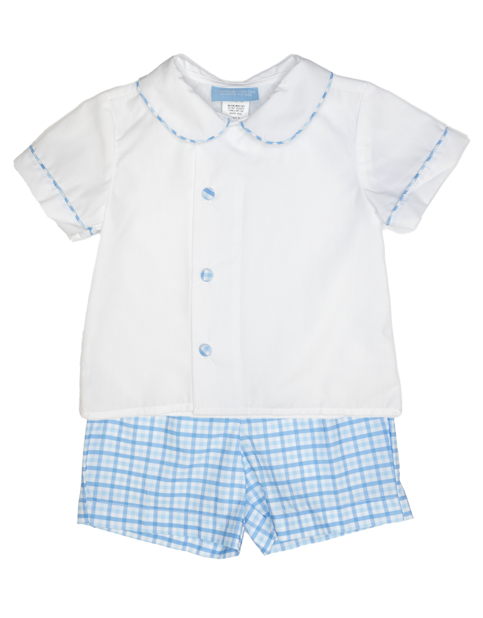 Charming Little One GQ1694Blue Plaid Isaac Short Set