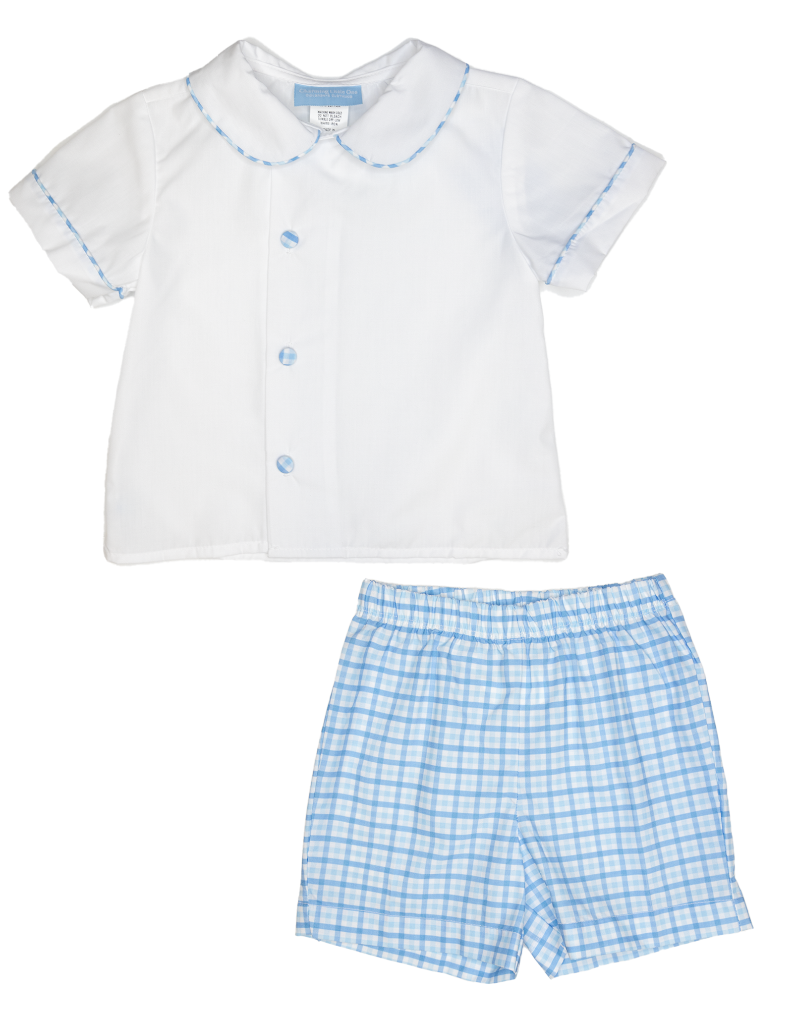 Charming Little One GQ1694Blue Plaid Isaac Short Set