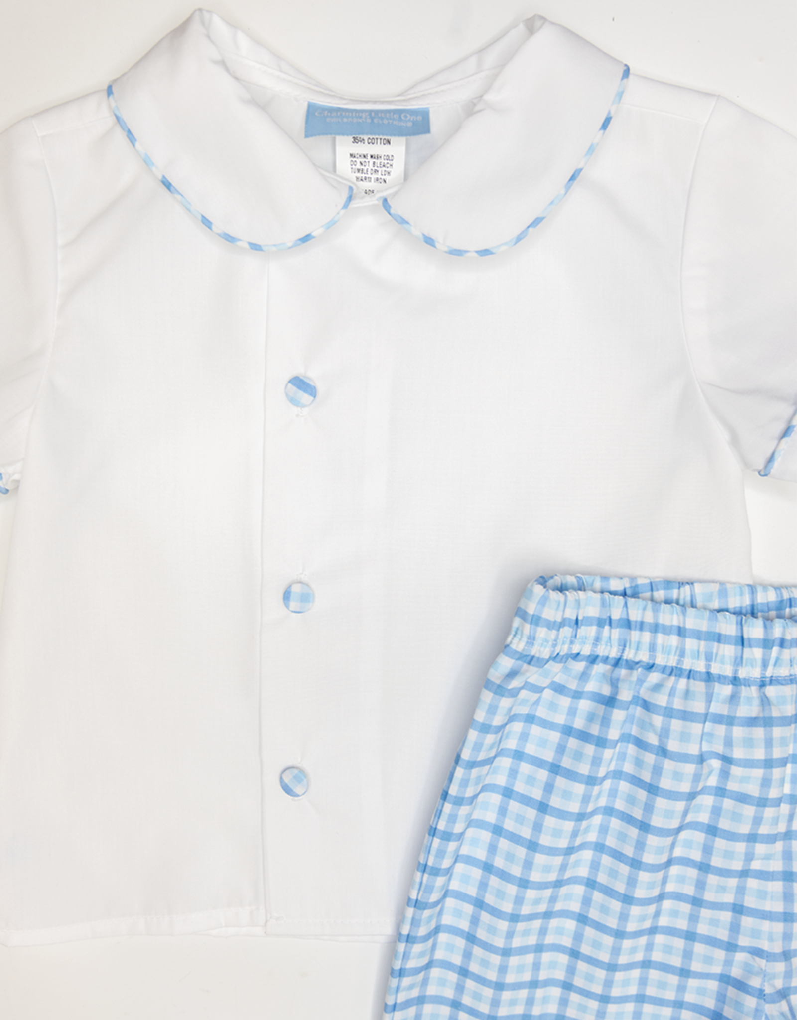Charming Little One GQ1694Blue Plaid Isaac Short Set