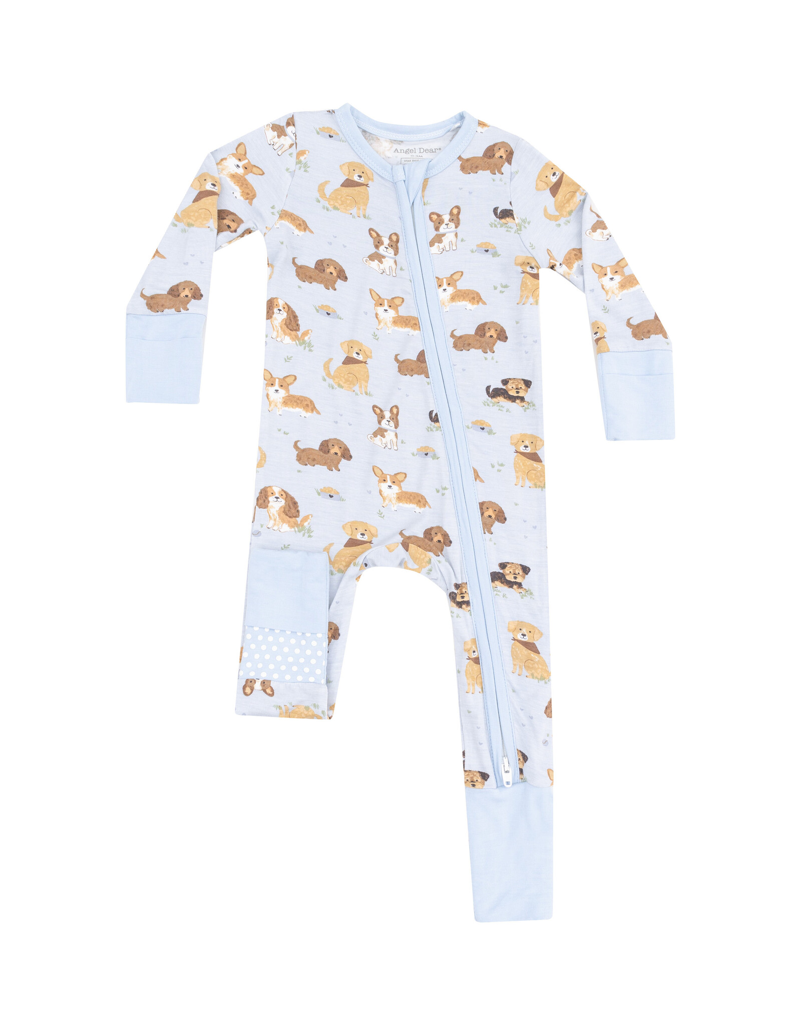 Angel Dear ADS25 2 Way Zipper Romper Blue Best Friends Dogs