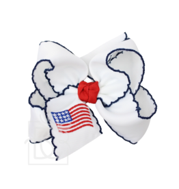 Beyond Creations Embroidered Flag Bow Extra Large