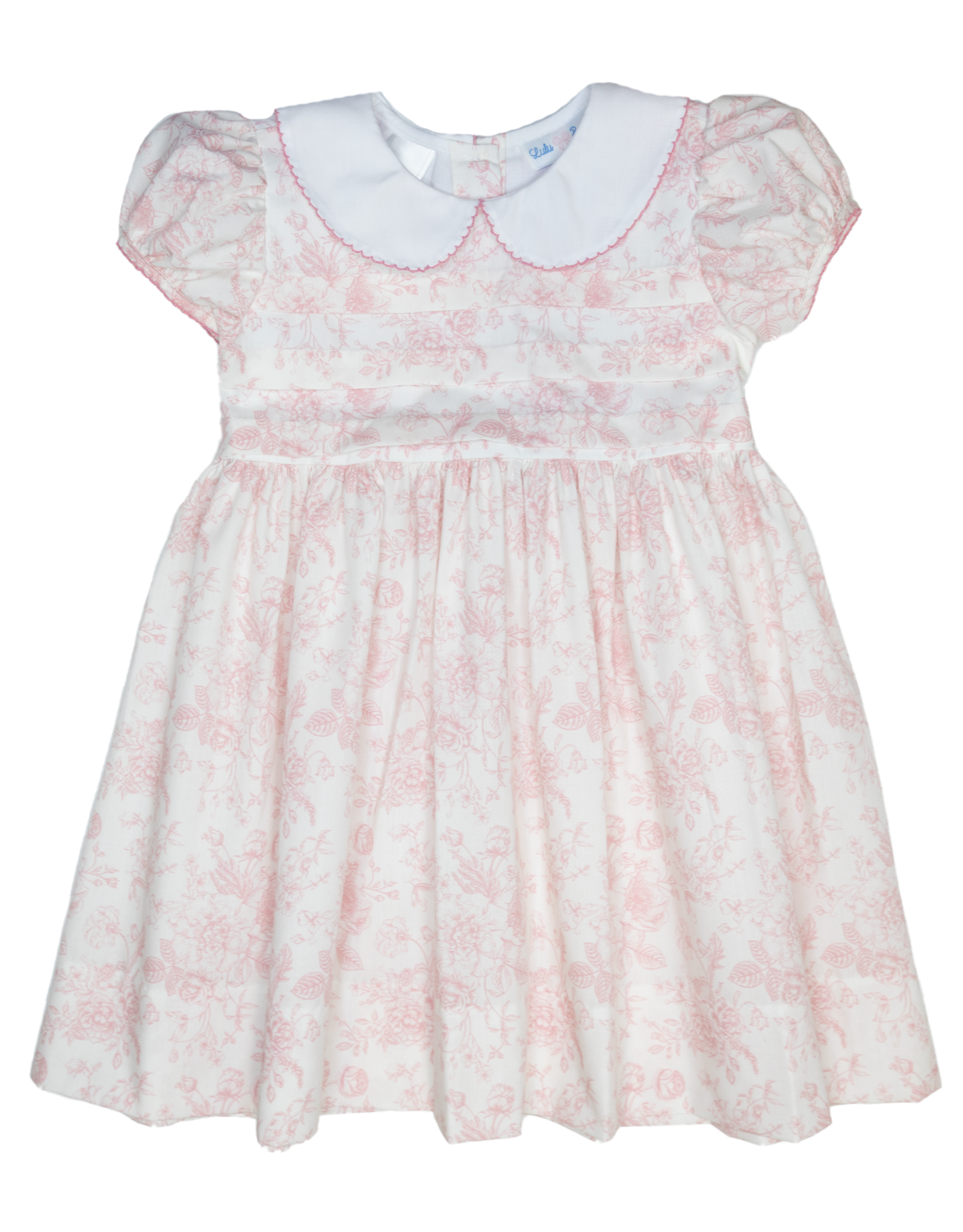 Lulu Bebe LBS25 Grace Pink Floral Pintuck Dress