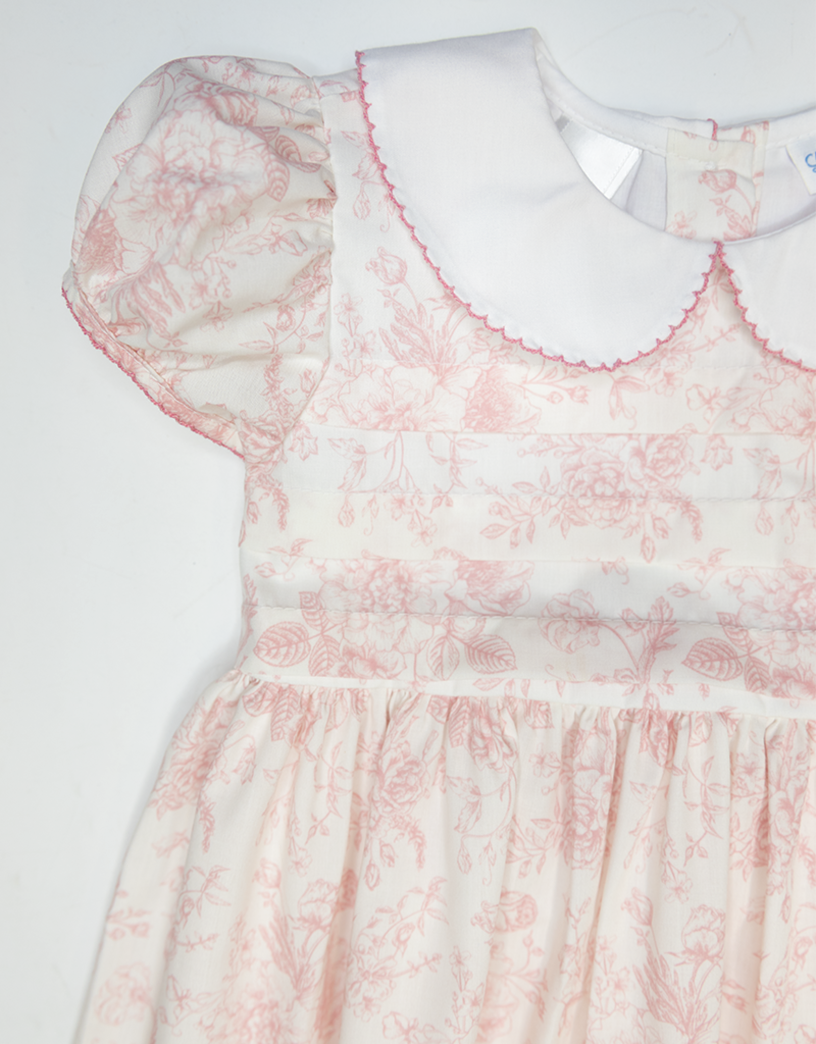 Lulu Bebe LBS25 Grace Pink Floral Pintuck Dress