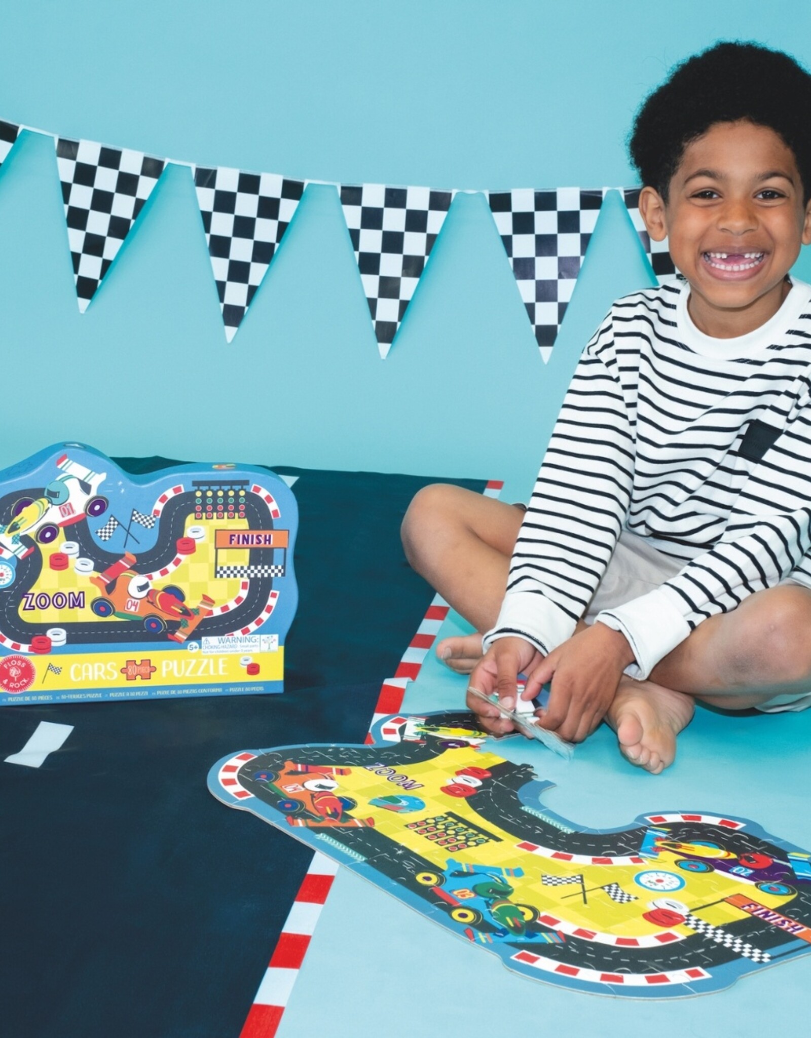 Floss and Rock Cars 80pc "Race Track" Shaped Puzzle
