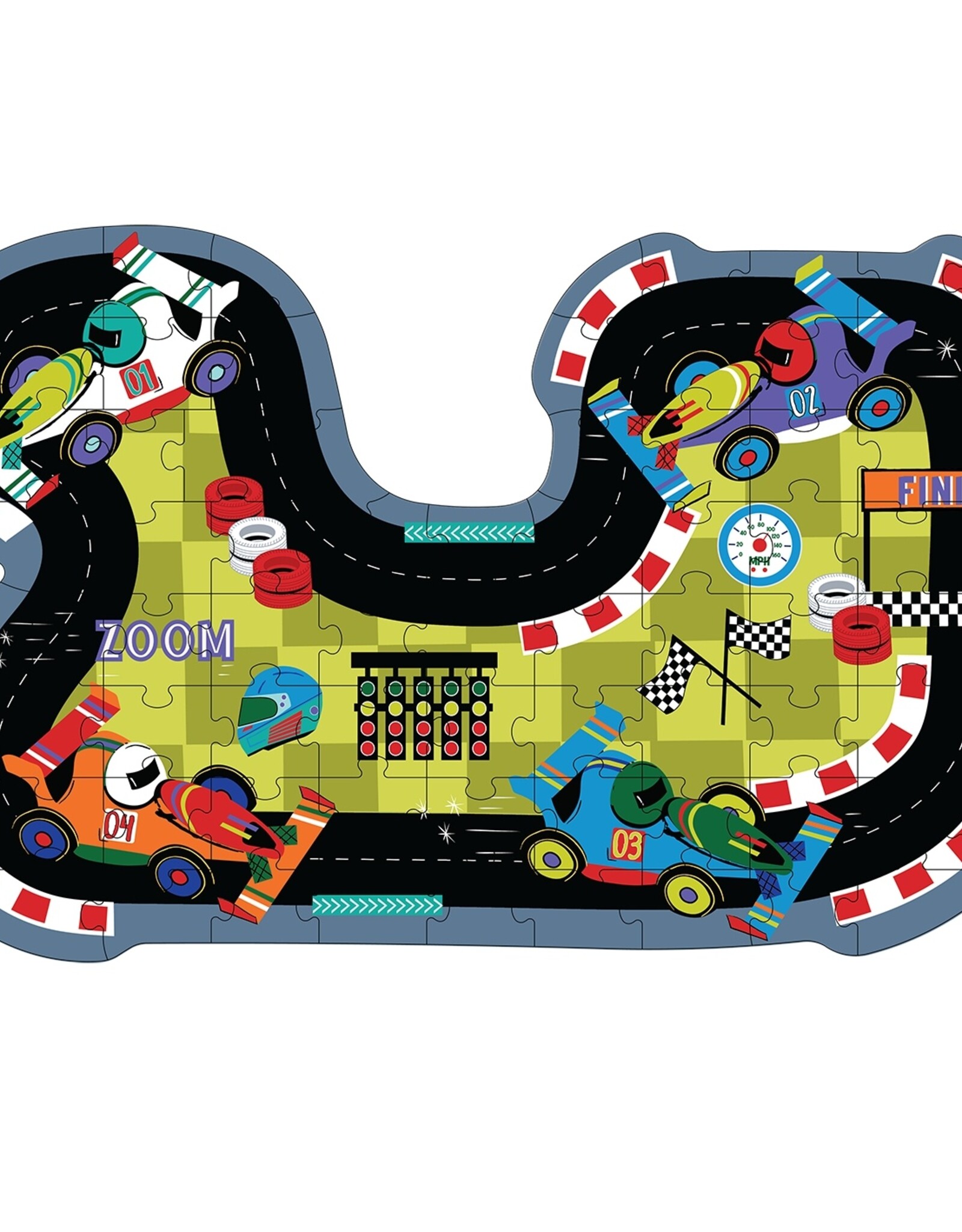 Floss and Rock Cars 80pc "Race Track" Shaped Puzzle