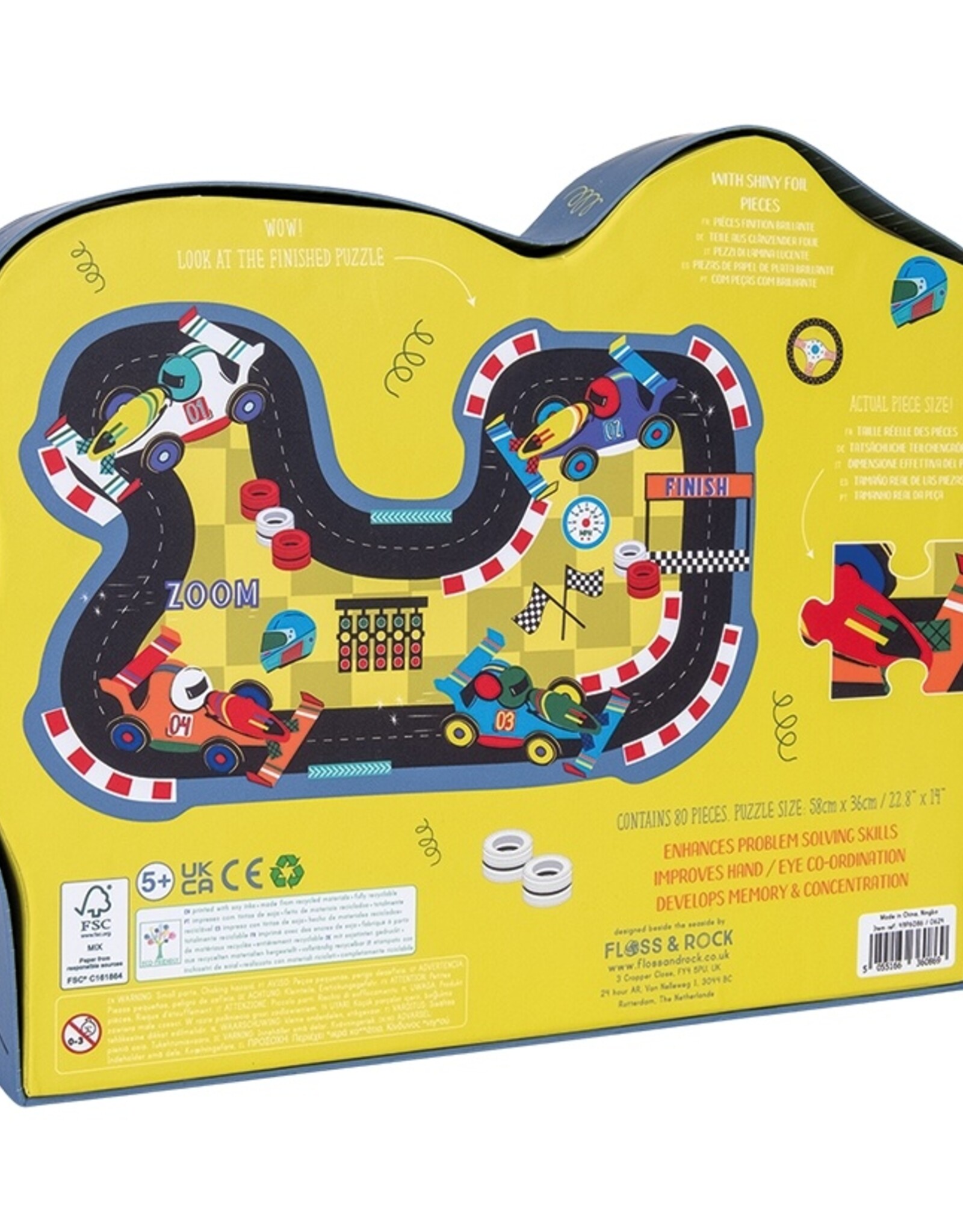Floss and Rock Cars 80pc "Race Track" Shaped Puzzle