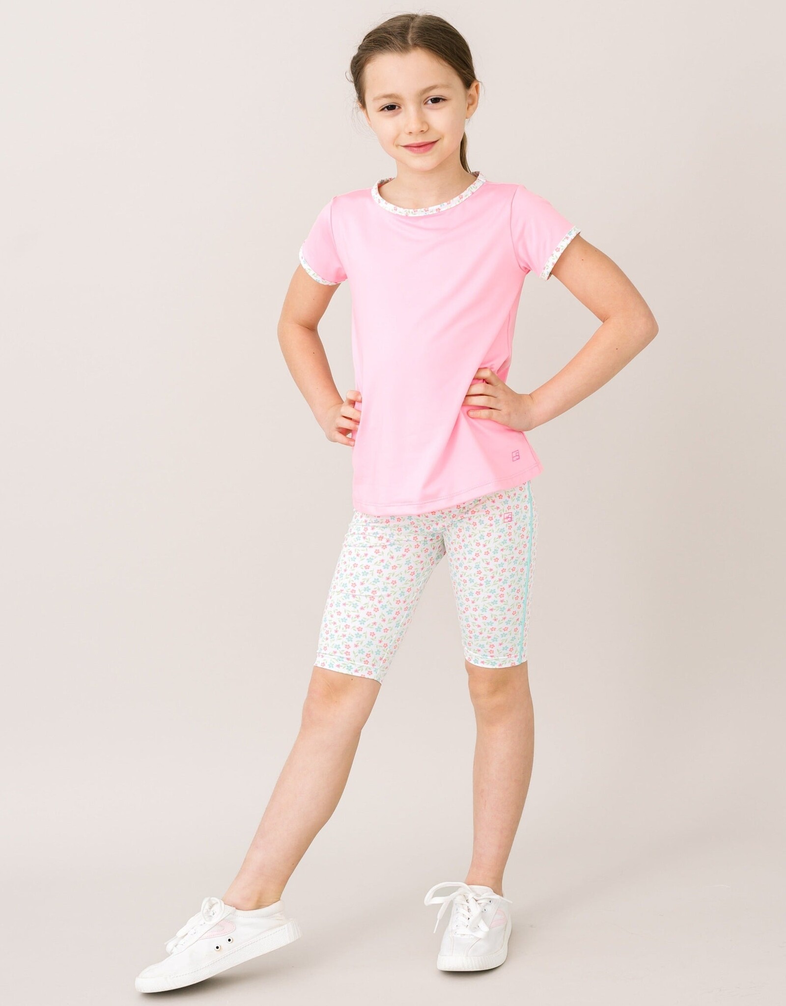 Set Athleisure Bridget Basic Tee Flamingo Pink/Petal Pop Floral