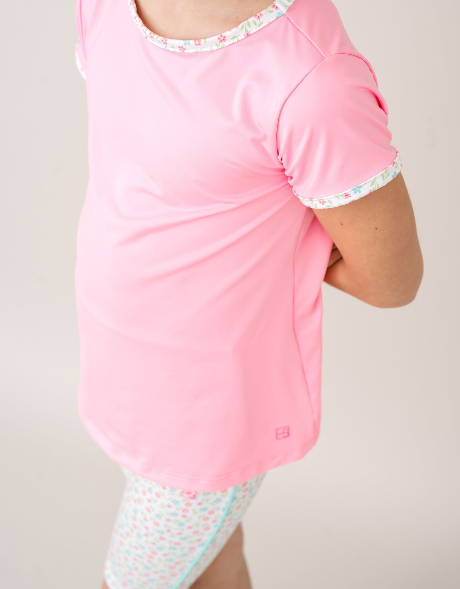 Set Athleisure Bridget Basic Tee Flamingo Pink/Petal Pop Floral