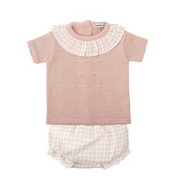 Babidu Pink Gingham Knitted Set