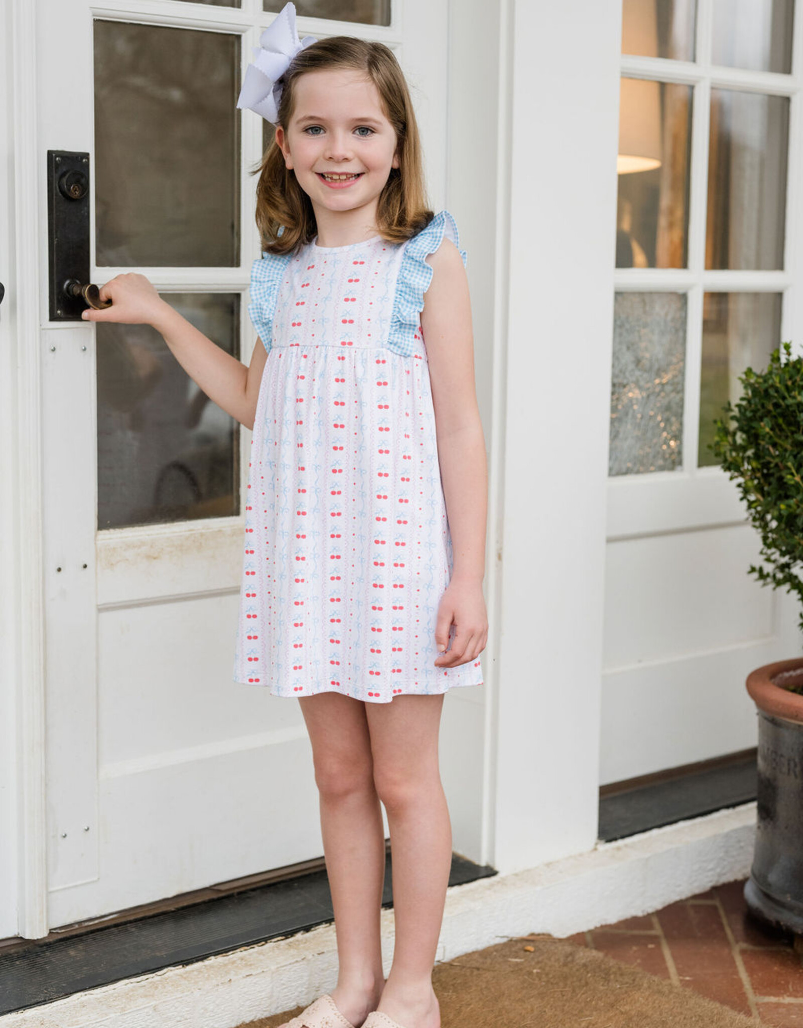 James and Lottie JL25 Lilly Dress Knit Cherries & Bows