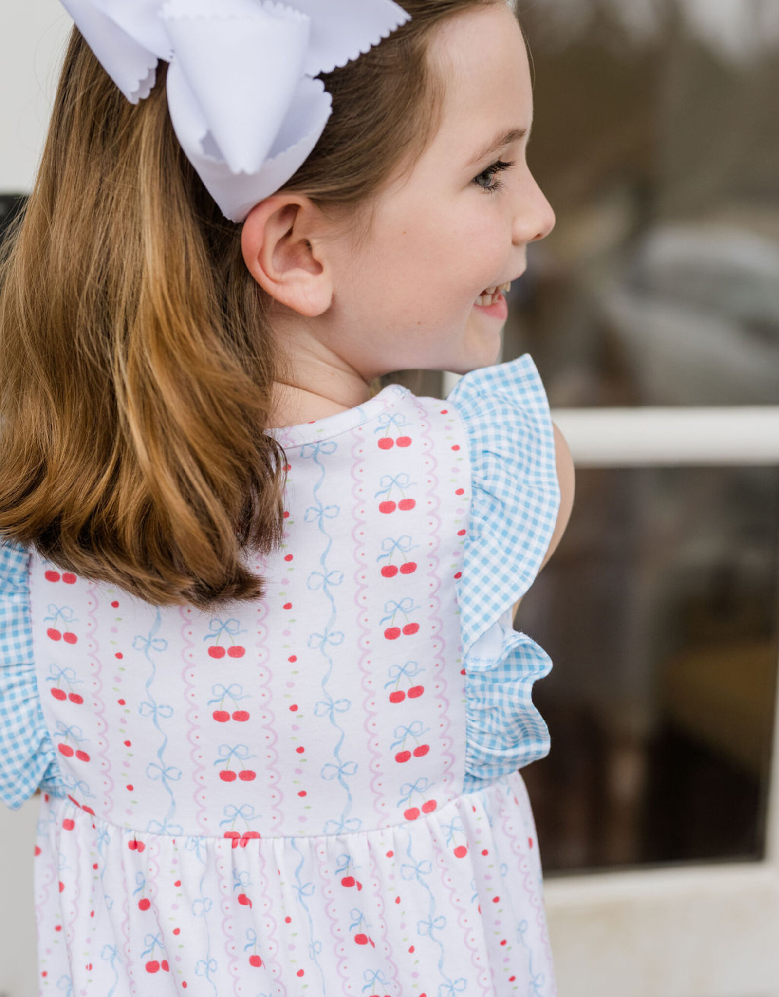 James and Lottie JL25 Lilly Dress Knit Cherries & Bows