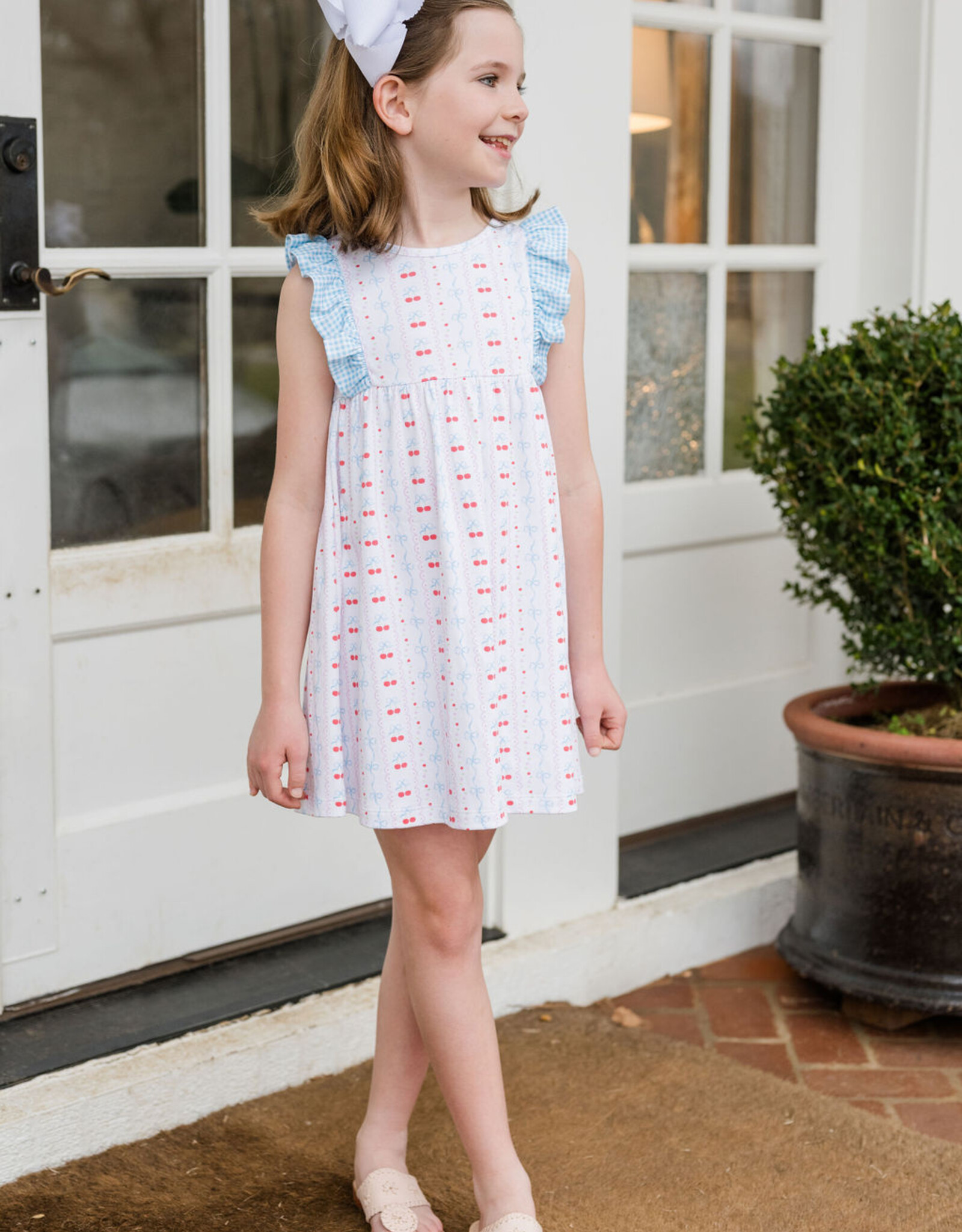 James and Lottie JL25 Lilly Dress Knit Cherries & Bows