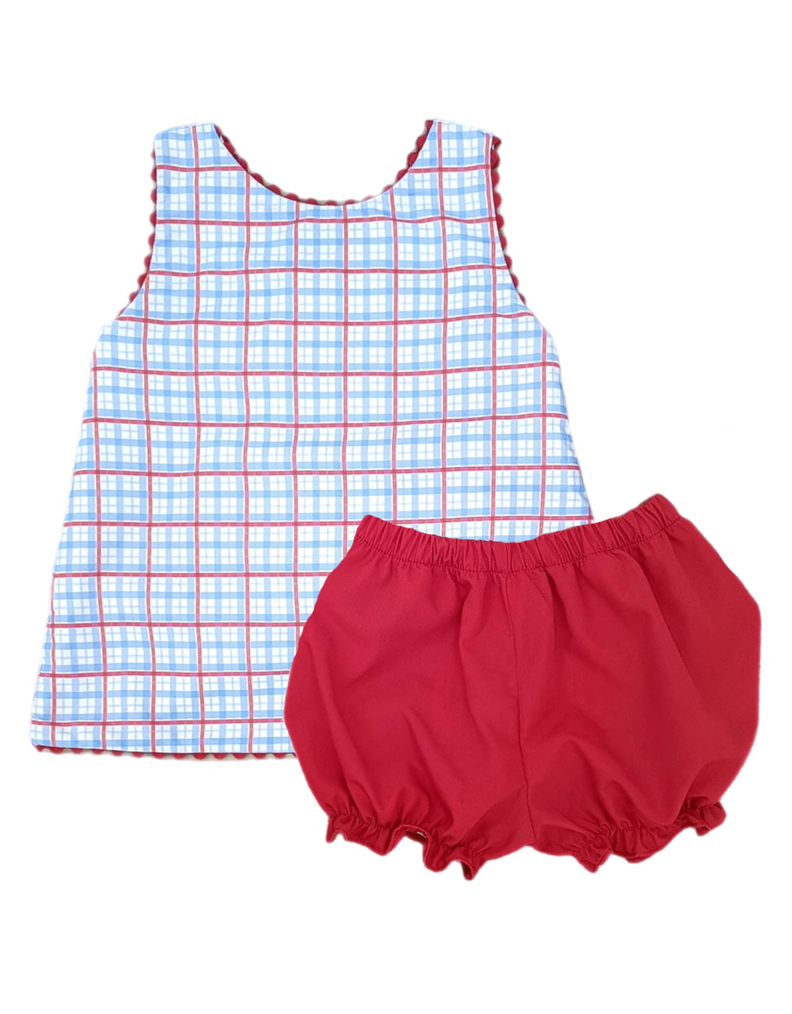 James and Lottie JL25 Sammy Bloomer Set Patriotic Plaid