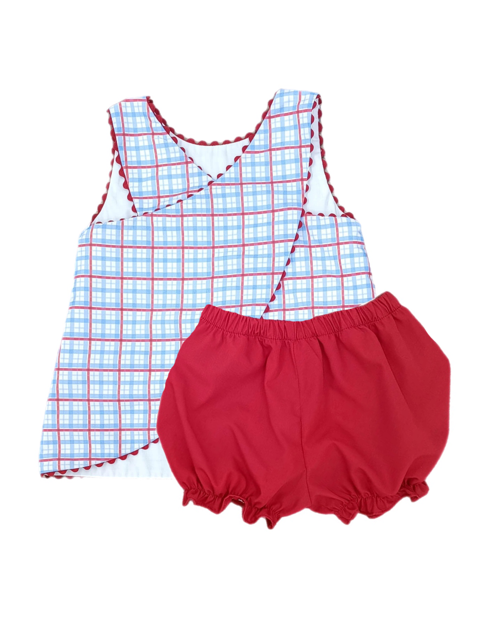 James and Lottie JL25 Sammy Bloomer Set Patriotic Plaid