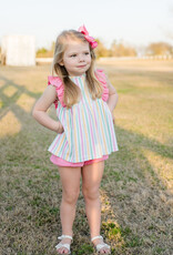 James and Lottie JL25 Stripe Knit Lila Bloomer/Banded Short Set