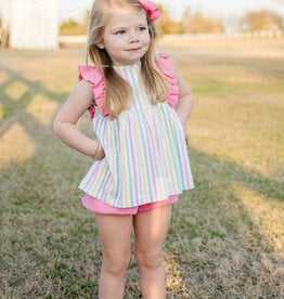 James and Lottie Stripe Knit Lila Bloomer/Banded Short Set