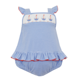 Petit Bebe Sailboats Smocked Knit Sunsuit