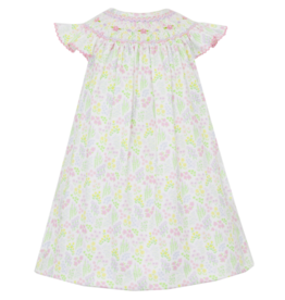 Petit Bebe Garden Floral Smocked Angel Wing Knit Bishop Dress