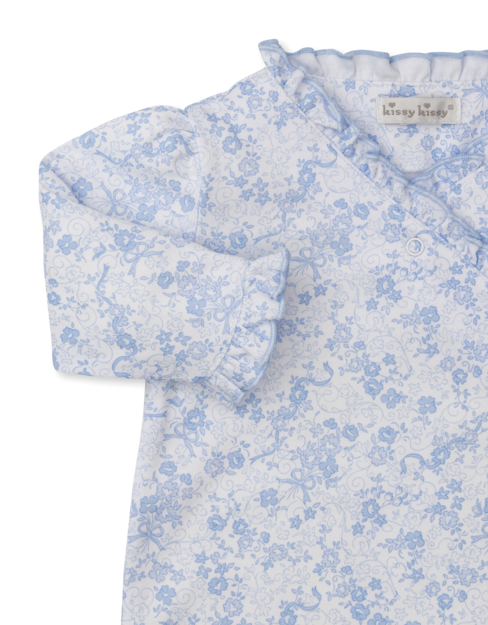 Kissy Kissy Old English Roses Footie Blue