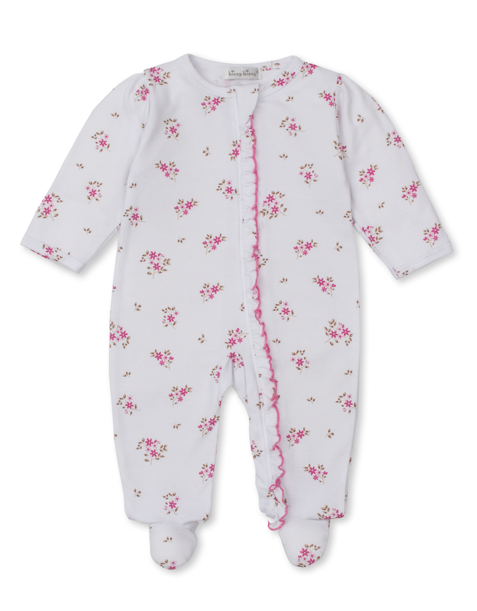 Kissy Kissy Tiny Blossoms Zip Footie Pink