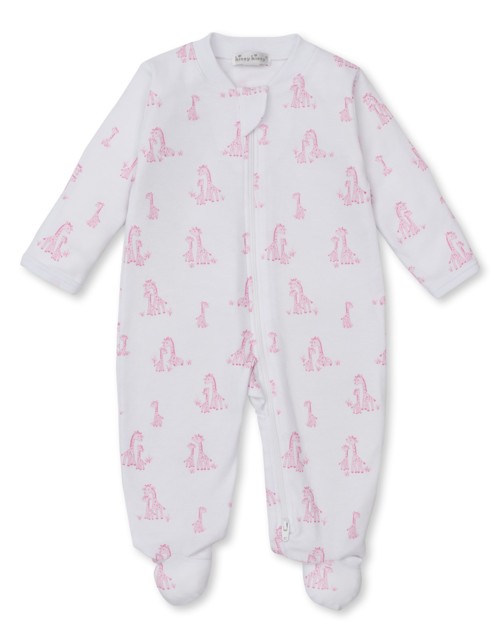 Kissy Kissy Giraffe Grace Zip Footie Pink