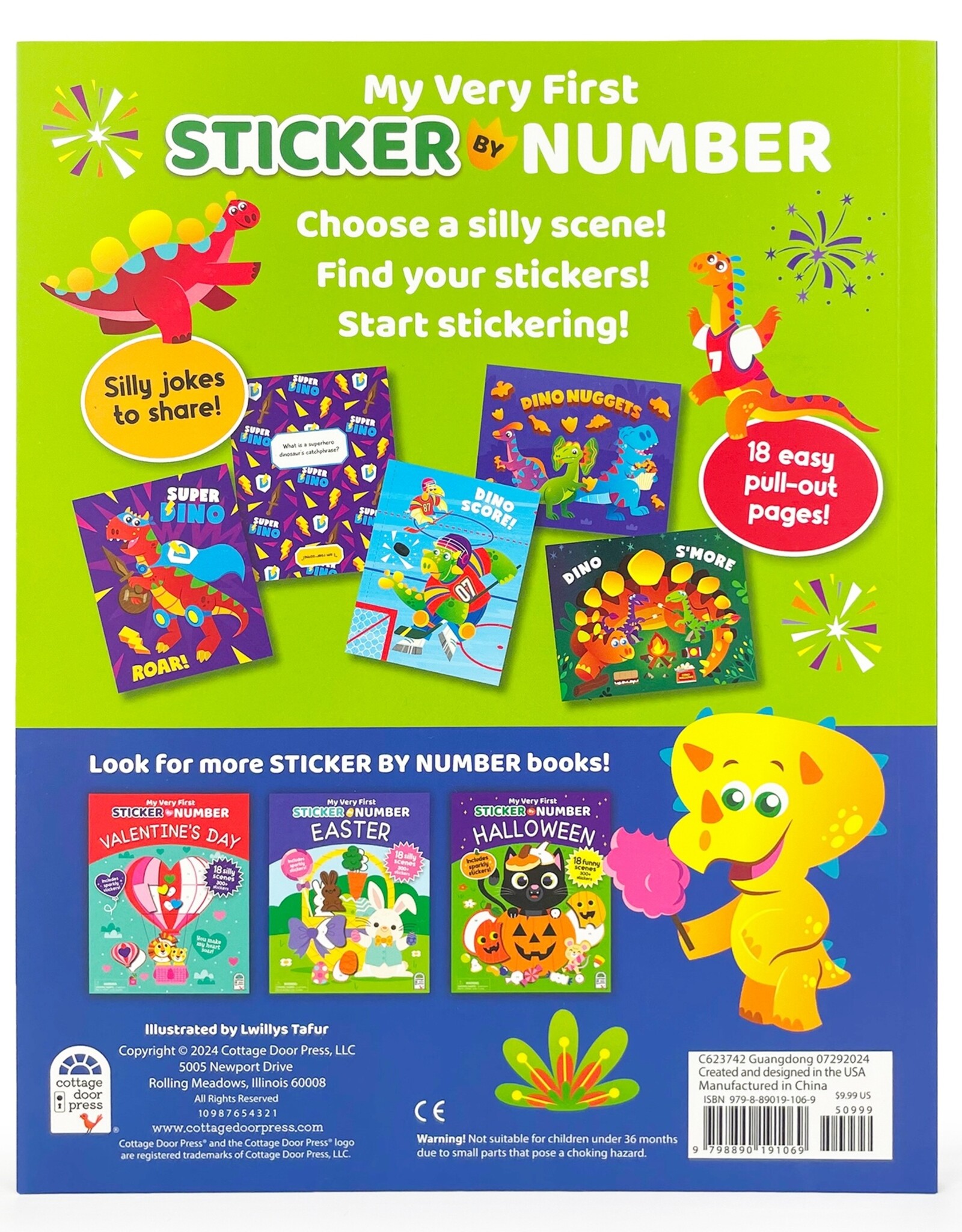 Cottage Door Press Dinosaurs Stick By Number Activity book