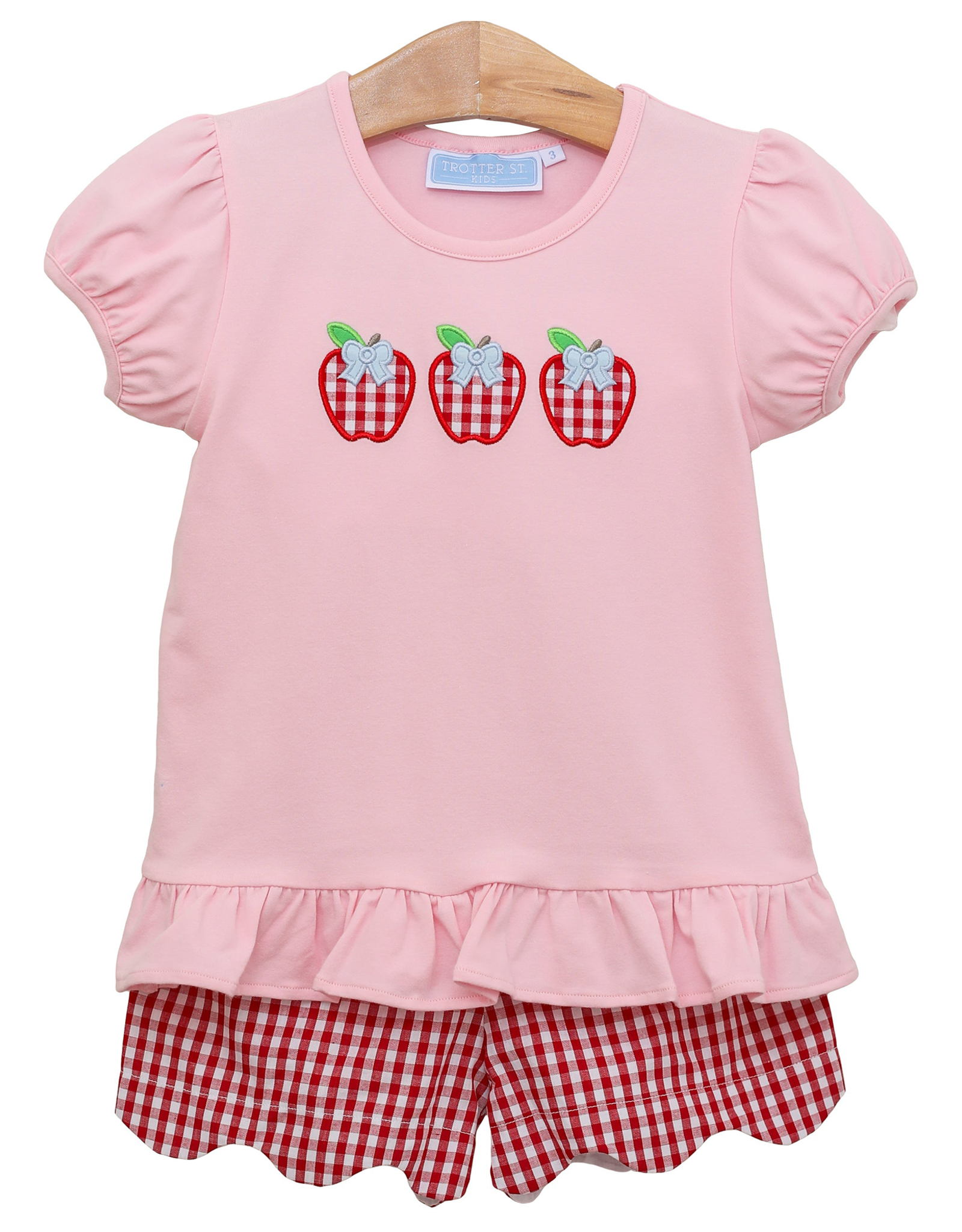 Trotter Street Kids TSF25 Apple Trio Ruffle Short Set