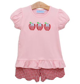 Trotter Street Kids Apple Trio Ruffle Short Set