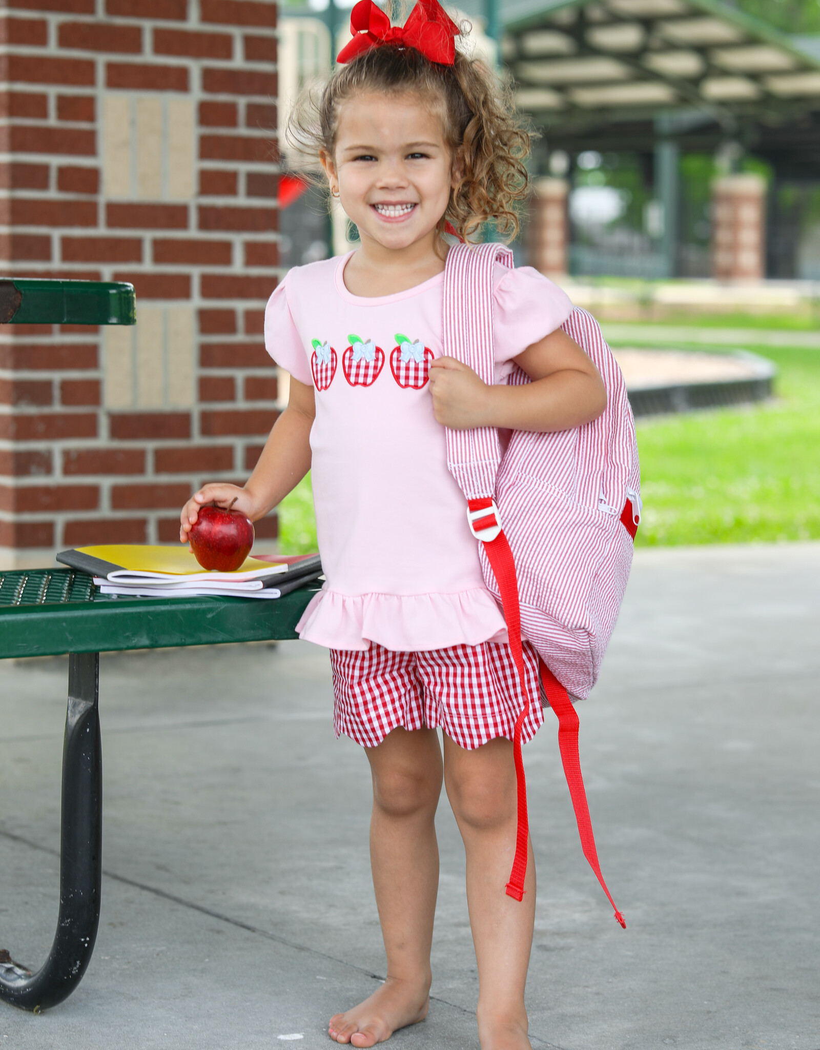 Trotter Street Kids TSF25 Apple Trio Ruffle Short Set