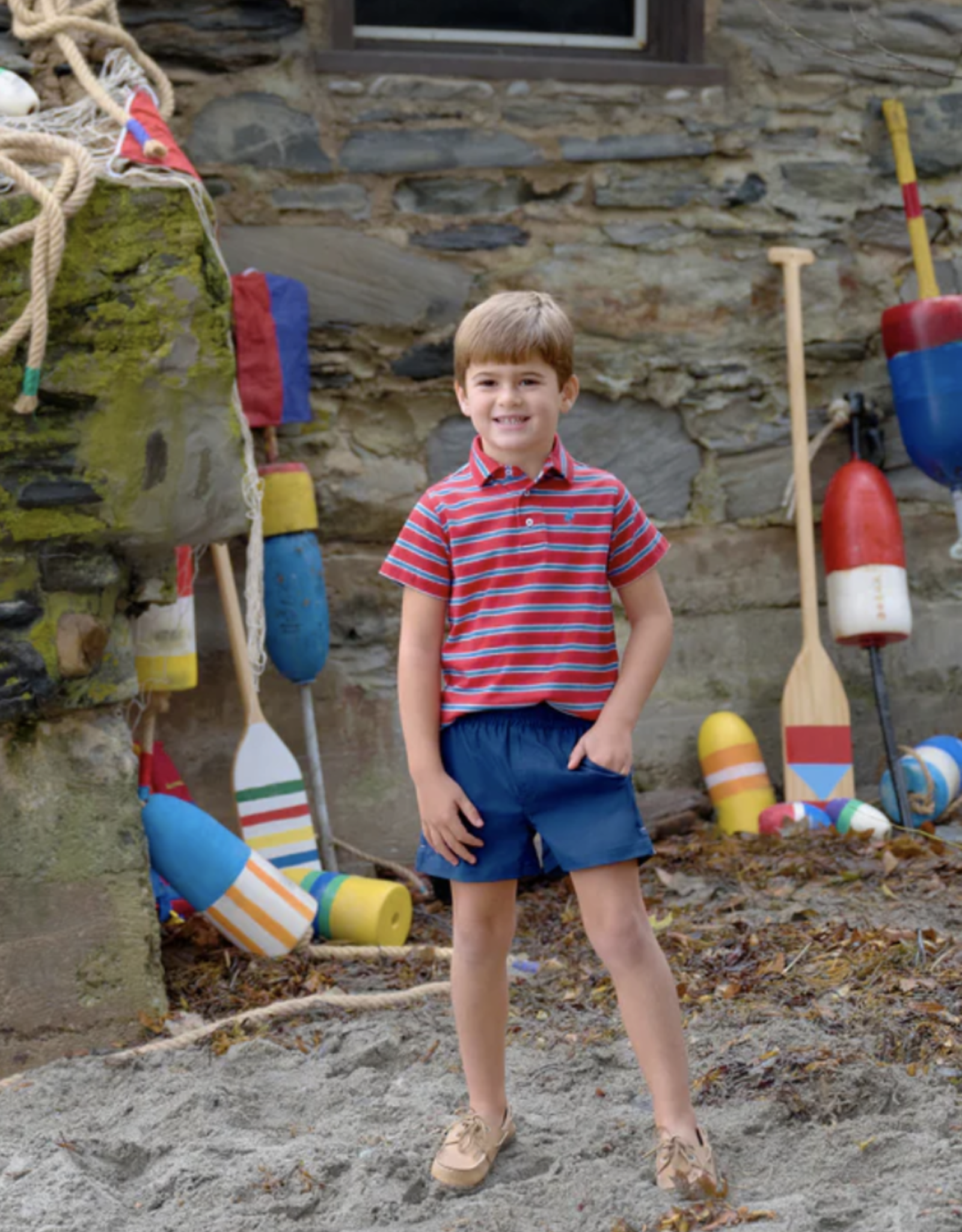TBBC Prim Proper Polo Richmond Red/ Wood Boat Blue Stripe