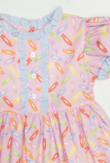 James and Lottie JLF25 Annie Dress Back To School Pink Crayon