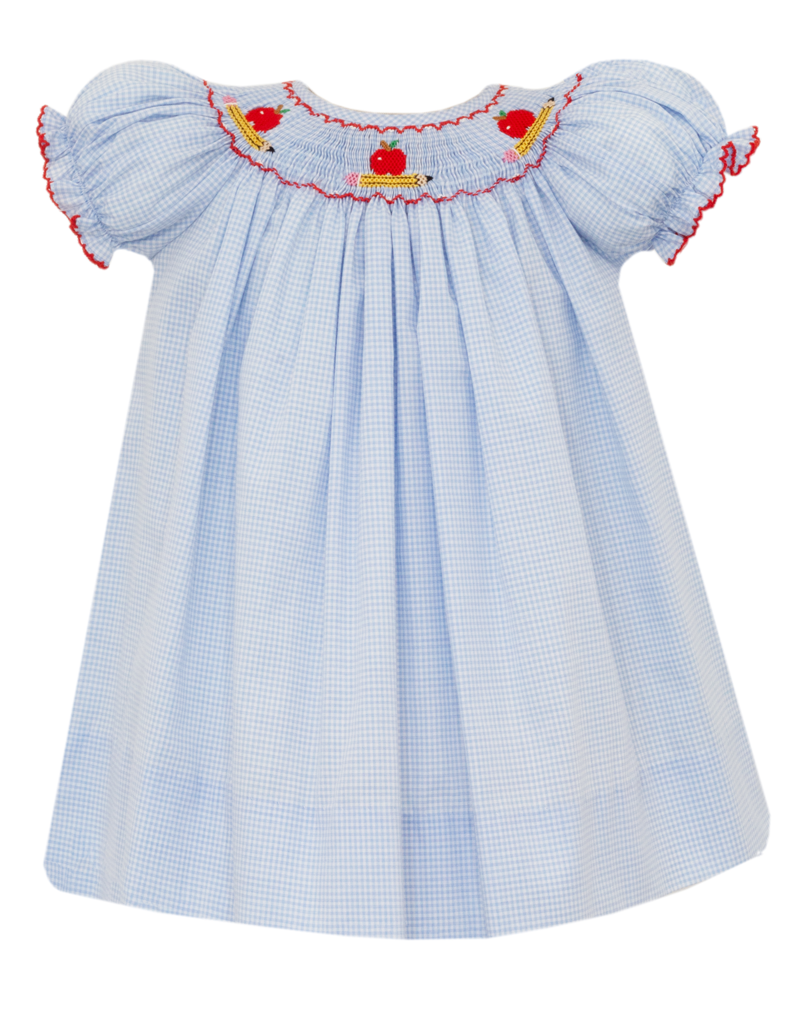 Petit Bebe 115A Apples Pencils Smocked Bishop Dress