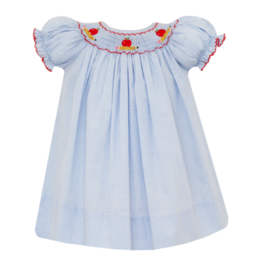 Petit Bebe Apples Pencils Smocked Bishop Dress