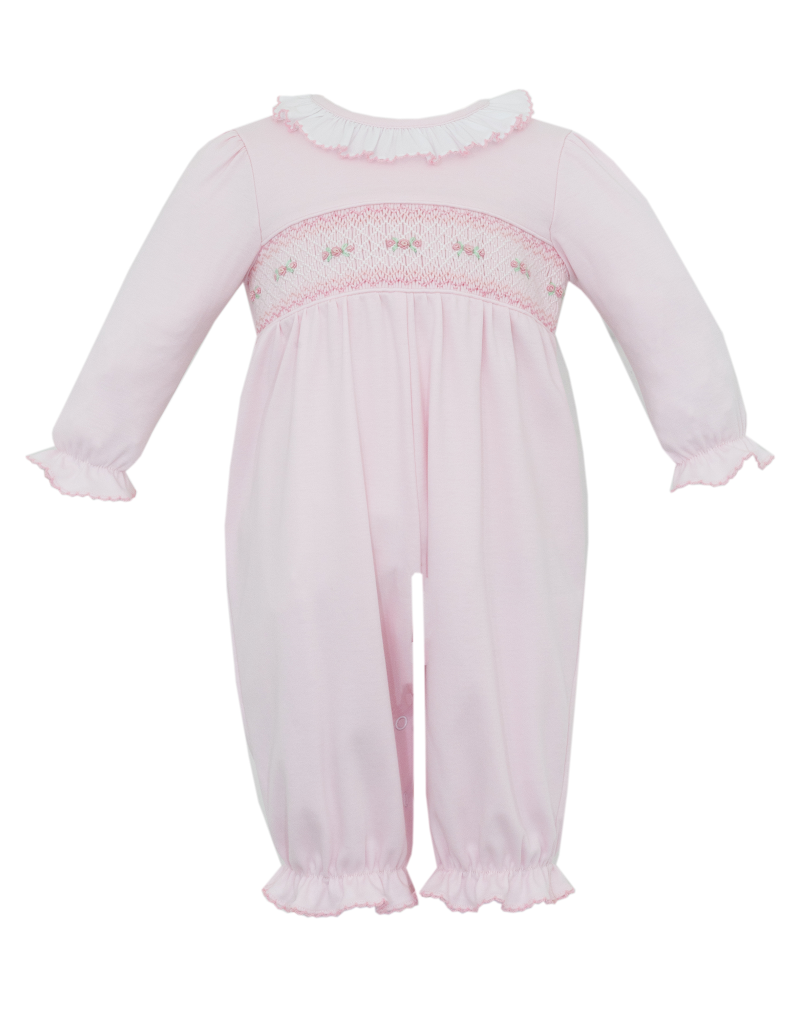 Petit Bebe 400G2 Rose Pink Knit Smocked Romper