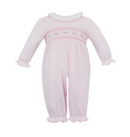 Petit Bebe Rose Pink Knit Smocked Romper