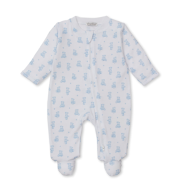Kissy Kissy Teddy Bear Time Zip Footie Blue